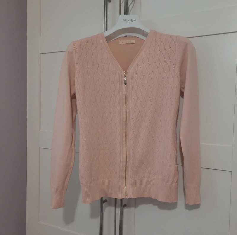 Brzoskwiniowy sweter na zamek 10 % kaszmir