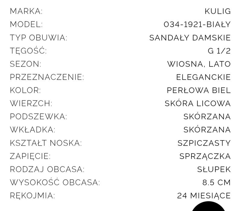 Perłowe skórzane sandałki ślubne Kulig