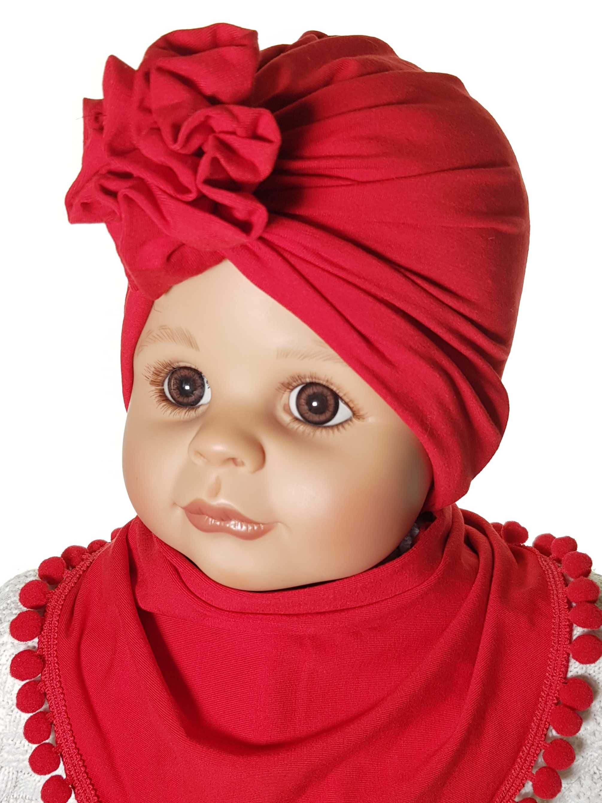 Producent Niemowlęcy KOMPLET CZAPECZKA TURBAN + CHUSTKA 0-9 m-c 5kolor