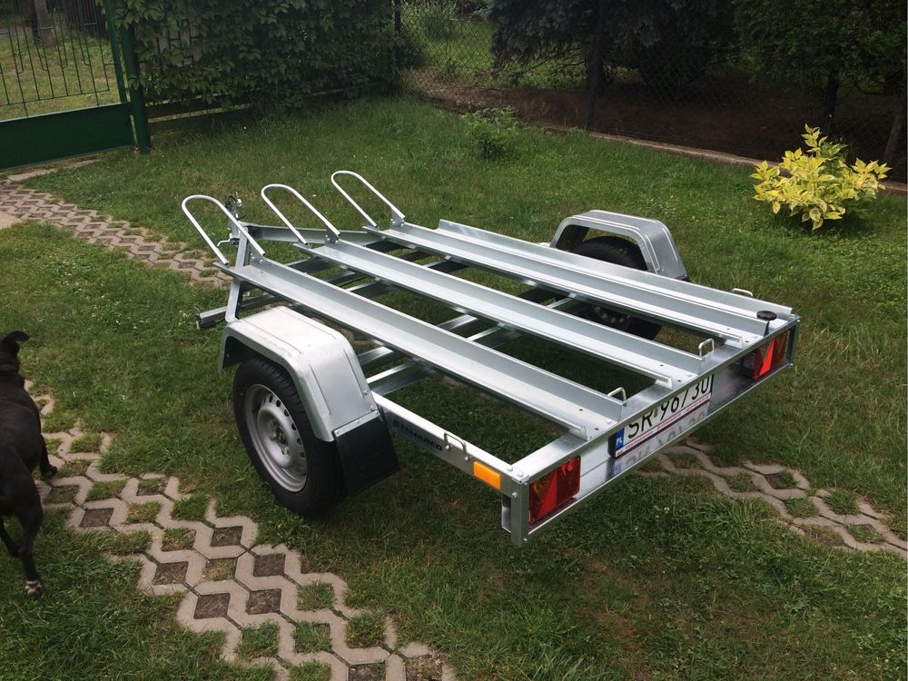Przyczepa motocyklowa DMC 600kg wynajem FV23%