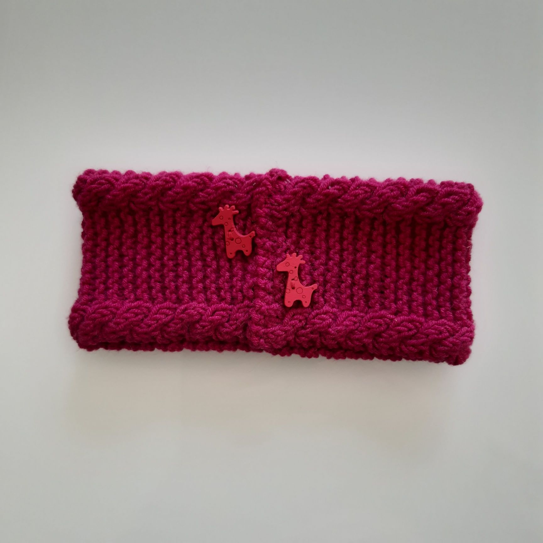 Opaska fuksja dla nastolatki dziecka na drutach handmade