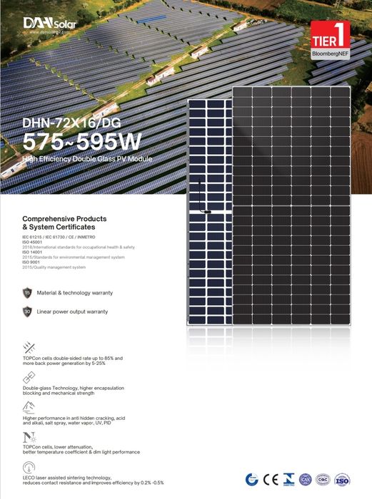 Сонячні панелі (солнечные панели) Dah Solar 595w. Кредит без %!
