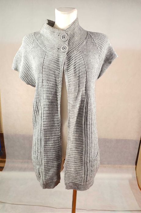 Sweterkowy bezrękawnik kamizelka z wełna alpaka L XL kardigan sweter