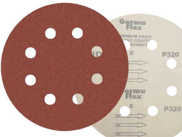 50x Krążek papier ścierny krążki ścierne na rzep 8 otw. KND 125mm P320