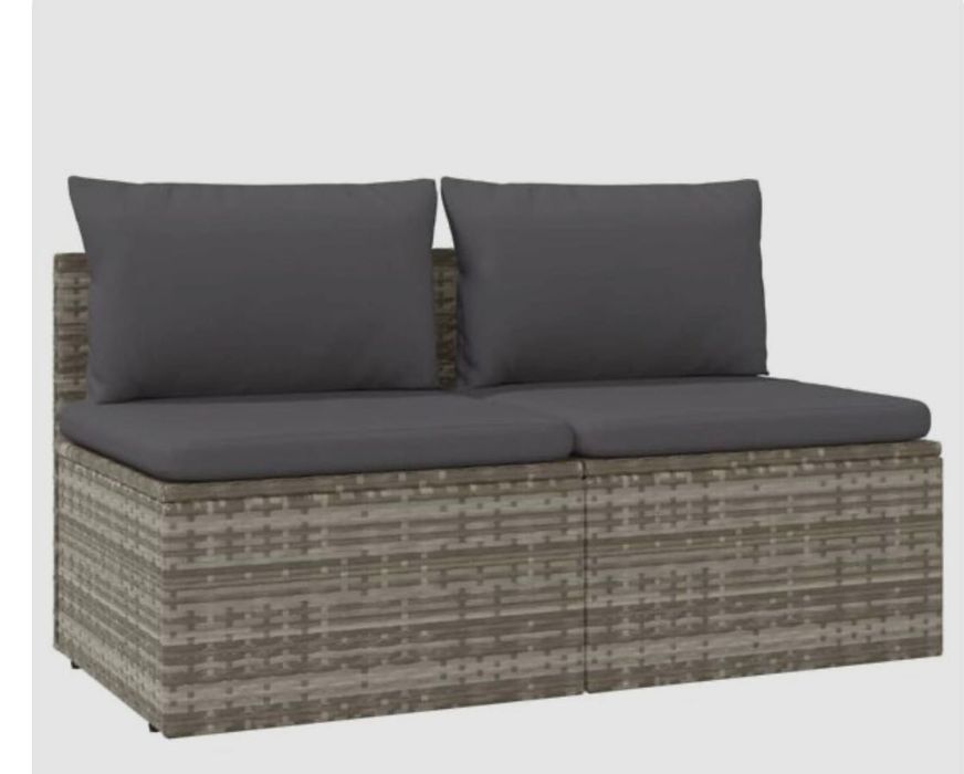 2-osobowa sofa ogrodowa z poduszkami, szara, polirattan