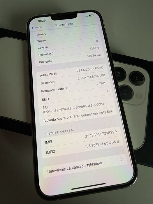 iPhone 13 Pro Max 128gb Silver Stan Idealny Bateria 100%