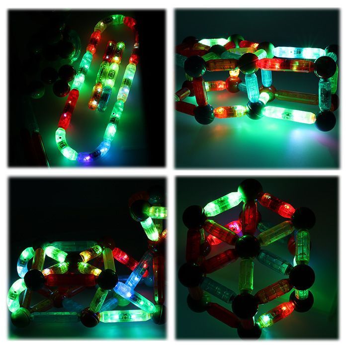 klocki magnetyczne led magnetic sticks patyczki świecące 52 el