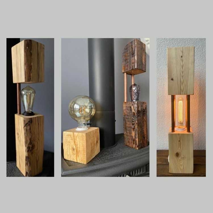 Handmade Rustic Wood Lamp