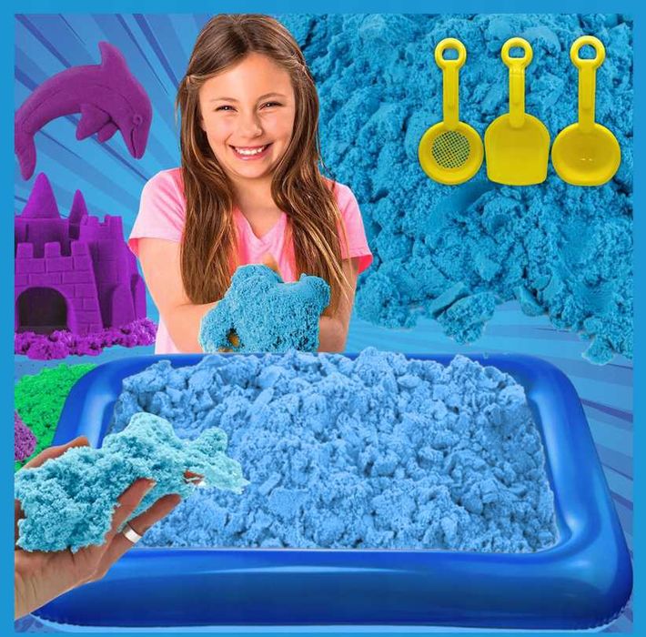 PIASEK KINETYCZNY ZESTAW kinetic sand PIASKOWNICA 3kg foremki 21el.