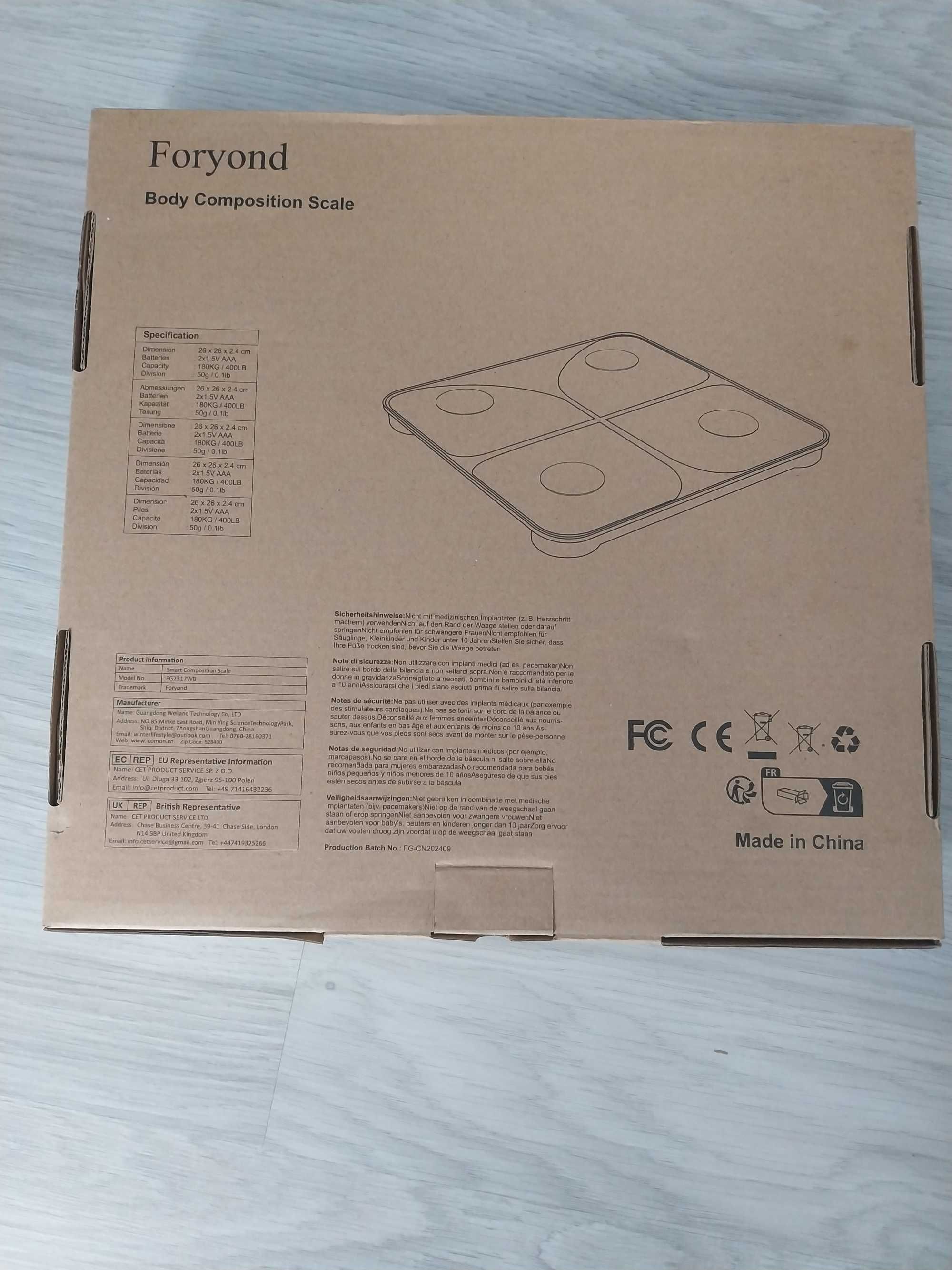 Waga Elektroniczna Foryond FG2317WB Do 180KG Czarna