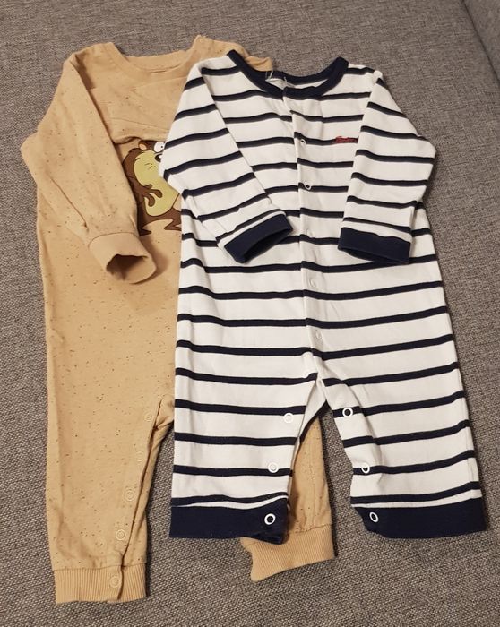 Dwa rampersy chłopięce,  rozmiar 74