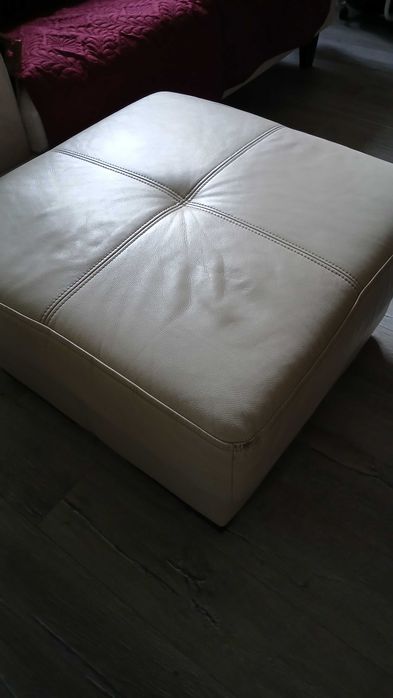 2 skórzane, duże pufy, tanio!