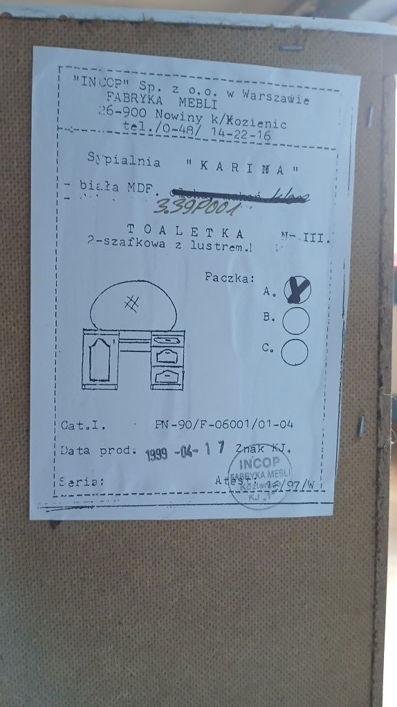 Toaletka 2 szafkowa z lustrem.