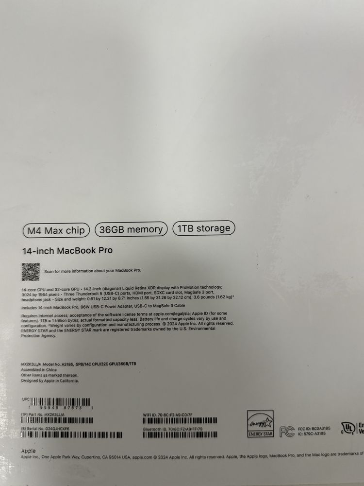 Apple MacBook Pro 14" Space Black M4 Max 36/1TB 14CPU 32GPU (MX2K3)