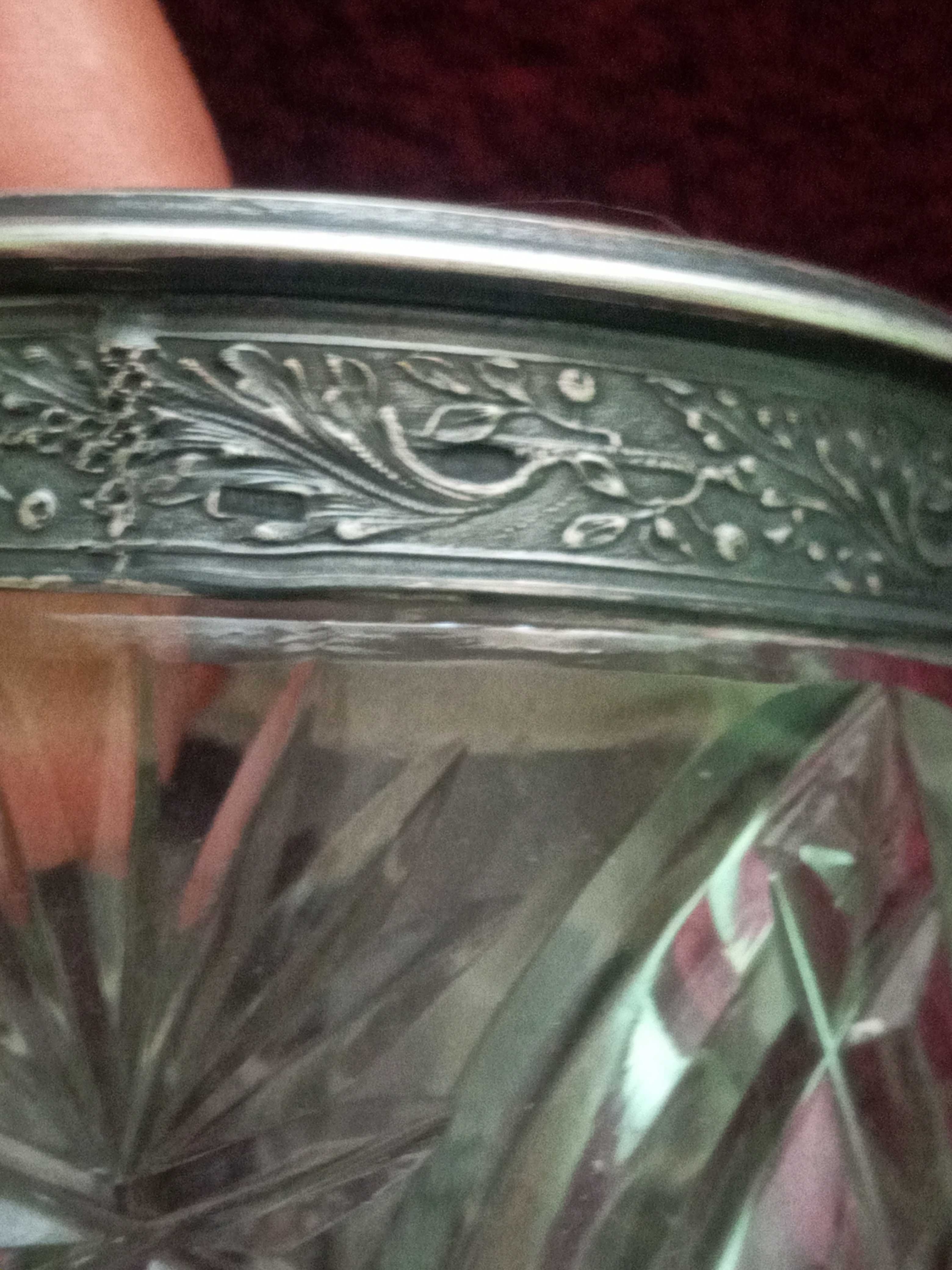 Советская хрустальная ваза с серебряным навершием 875 пробы МЮ 90 г