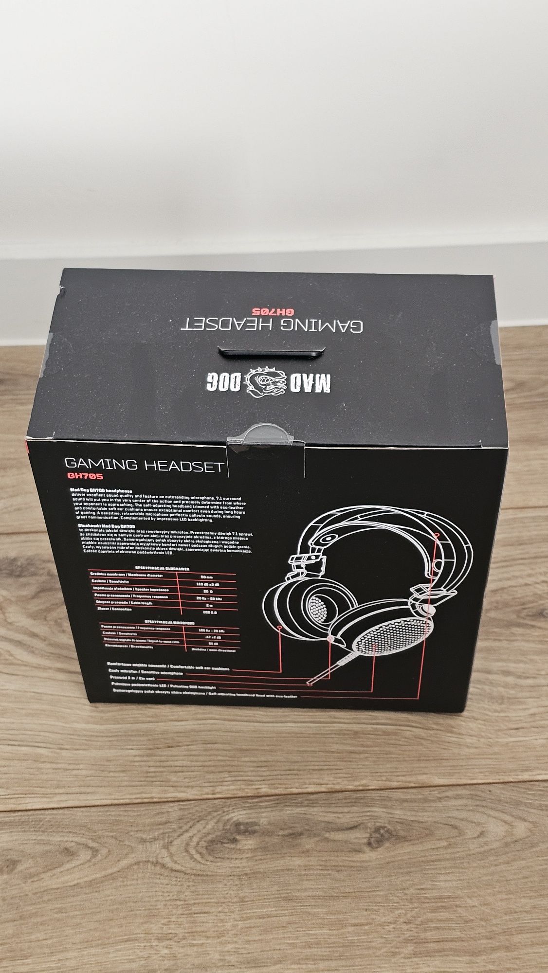 Słuchawki MAD DOG GH705 Nauszne z mikrofonem, Dźwięk przestrzenny 7.1