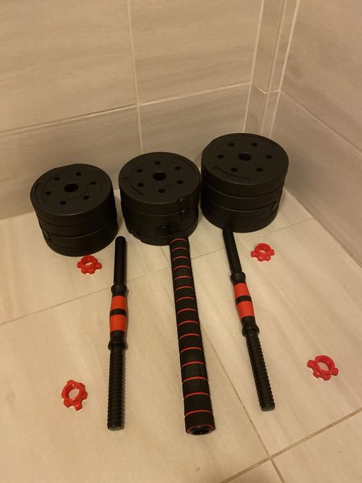 Hantle 2x10KG NOWE zestaw 2w1 sztanga gryf 20kg sztangielki regulowane