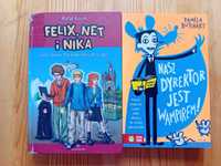 Książki dla dzieci "Nasz dyrektor jest wampirem" "Felix, Net i Nika"