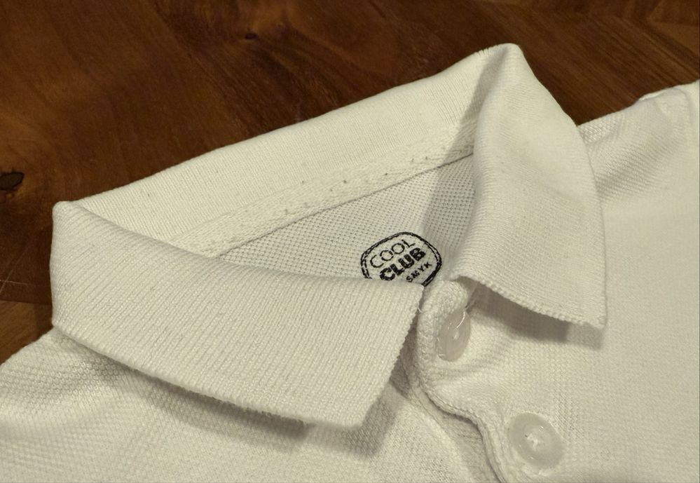 Biała koszulka polo chłopięca Cool Club r 80 86 bluzka z kołnierzykiem