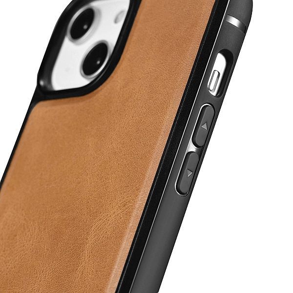 iCarer Leather Oil Wax etui pokryte naturalną skórą do iPhone 14 Plus