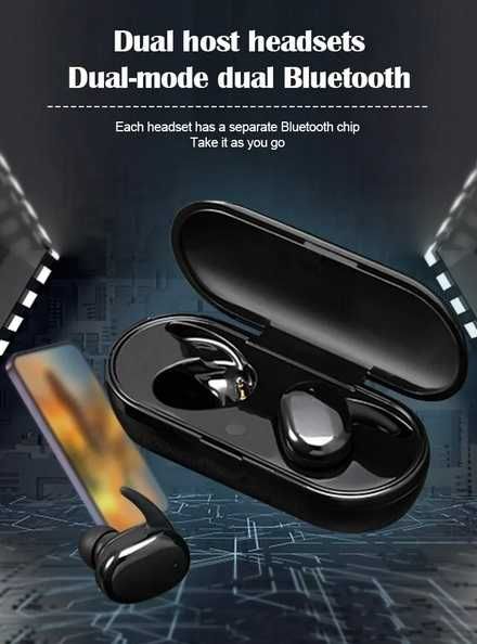 Słuchawki bezprzewodowe Y30 TWS4 Bluetooth 5.0 douszne sportowe czarne