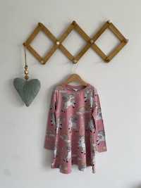 Tunika sukienka 110/116 lindex różowa w jednorożce