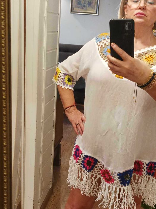 Tunika damska boho biała.