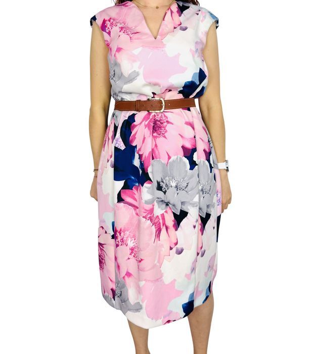 Sukienka midi w kwiaty XXL 44 Roman