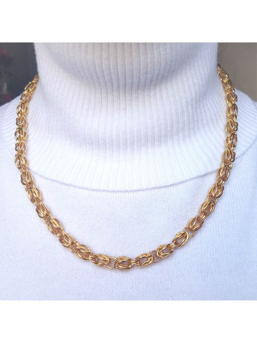 18K Grawer Pozłacany jak Złoty Łańcuszek Naszyjnik Królewski 52cm 6mm