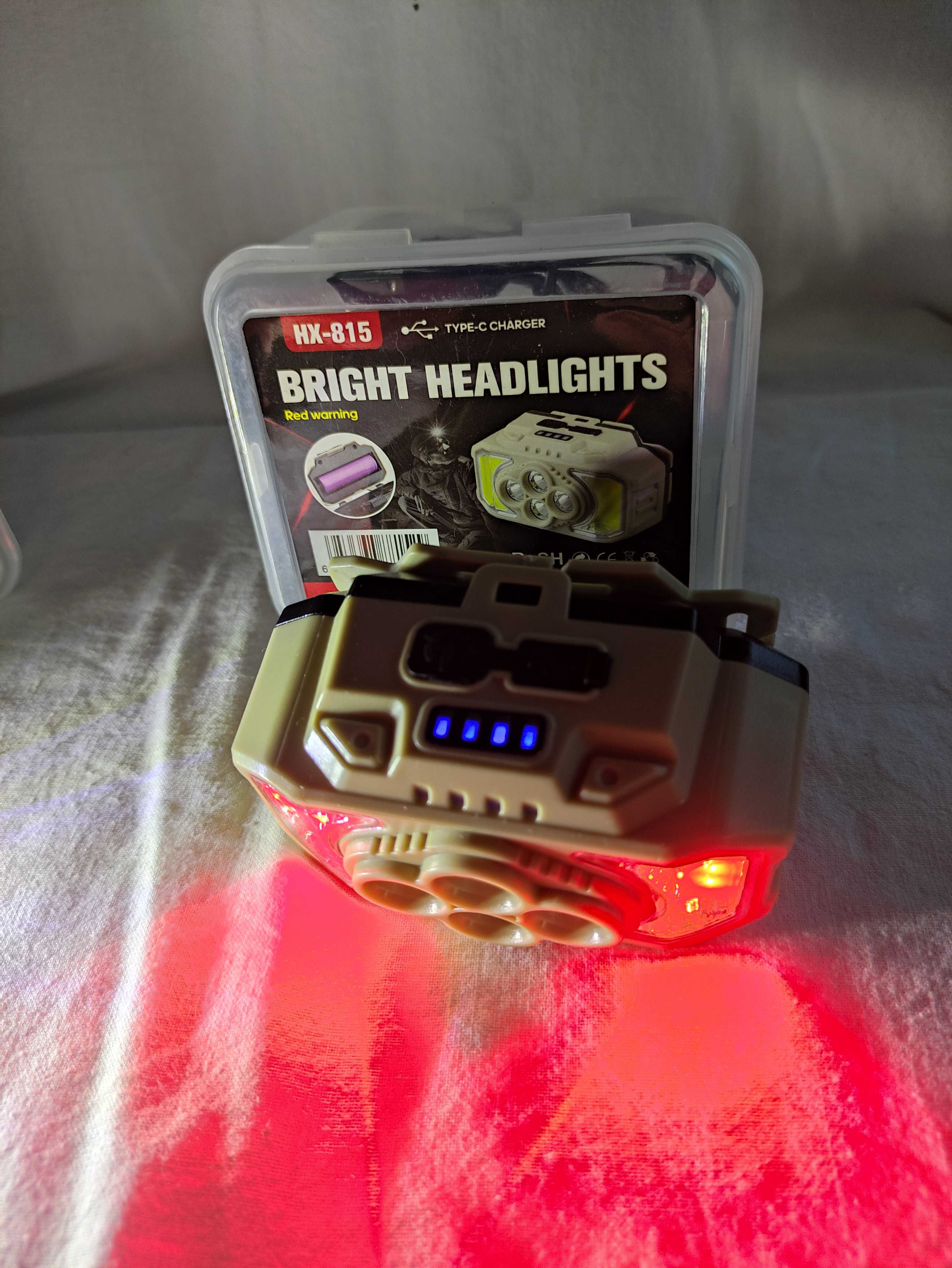 Ліхтарик налобний, акумуляторний, HX-815,816, LED,червоне світло