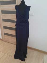 Elegancka długa maxi granatowa sukienka XL 42