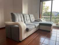 Sofá Chaise Longue Cinza e Branco