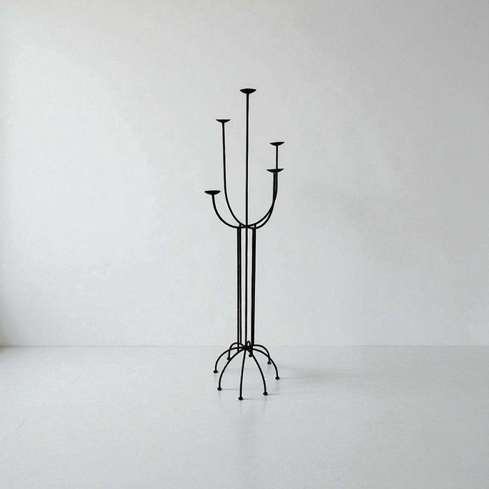 Świecznik na 6 świec wysoki metalowy, kuty industrialny brutalistyczny
