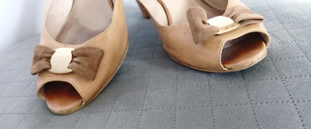Gino Rossi czółenka buty sandały wygodny obcas skóra 38