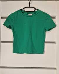 Nowy zielony t-shirt crop top bluzka H&M  r S