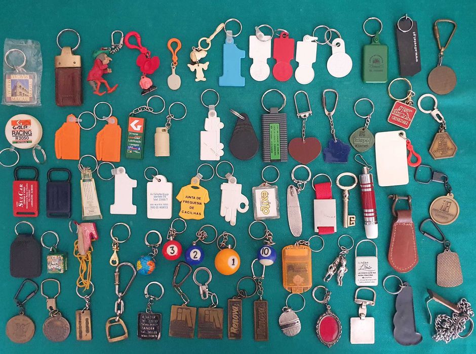 Coleção de Porta-chaves vintage: Naranjito '82, Gil, Macau, Tofa, etc.