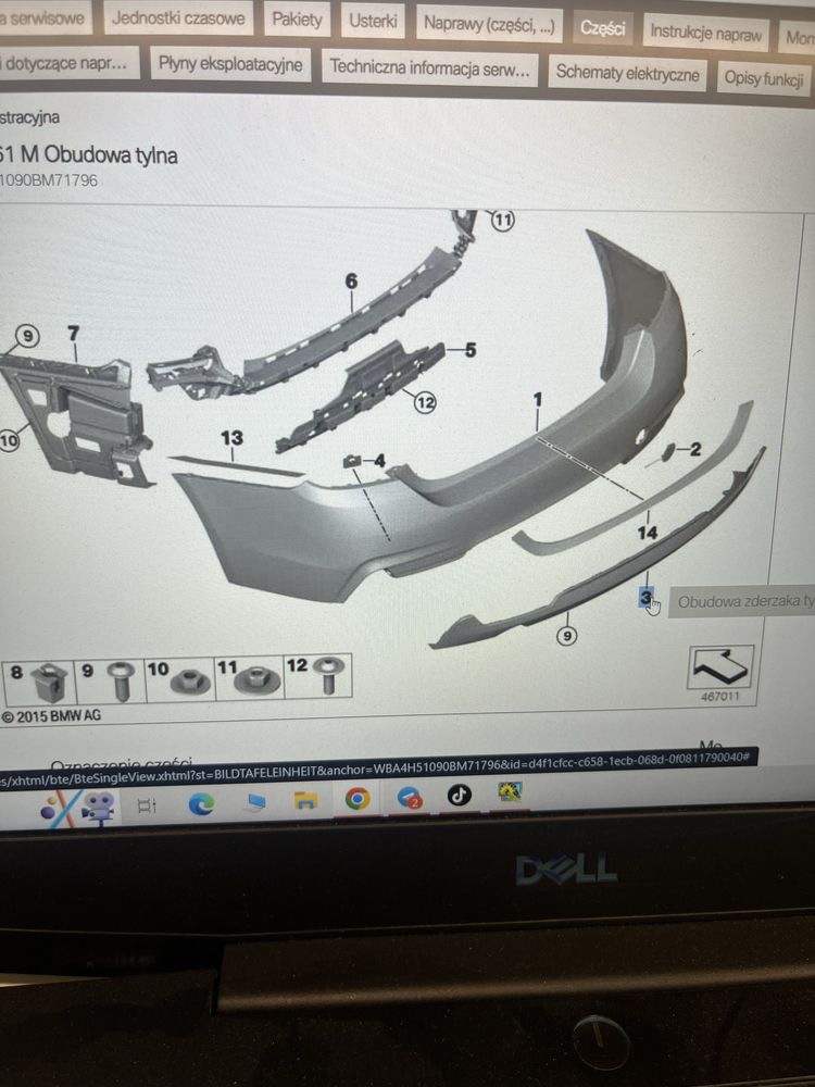 BMW DYFUZOR/OBUDOWA TYLNA M PAKIET! Oryginał Czarny Połysk F32 F36 F33