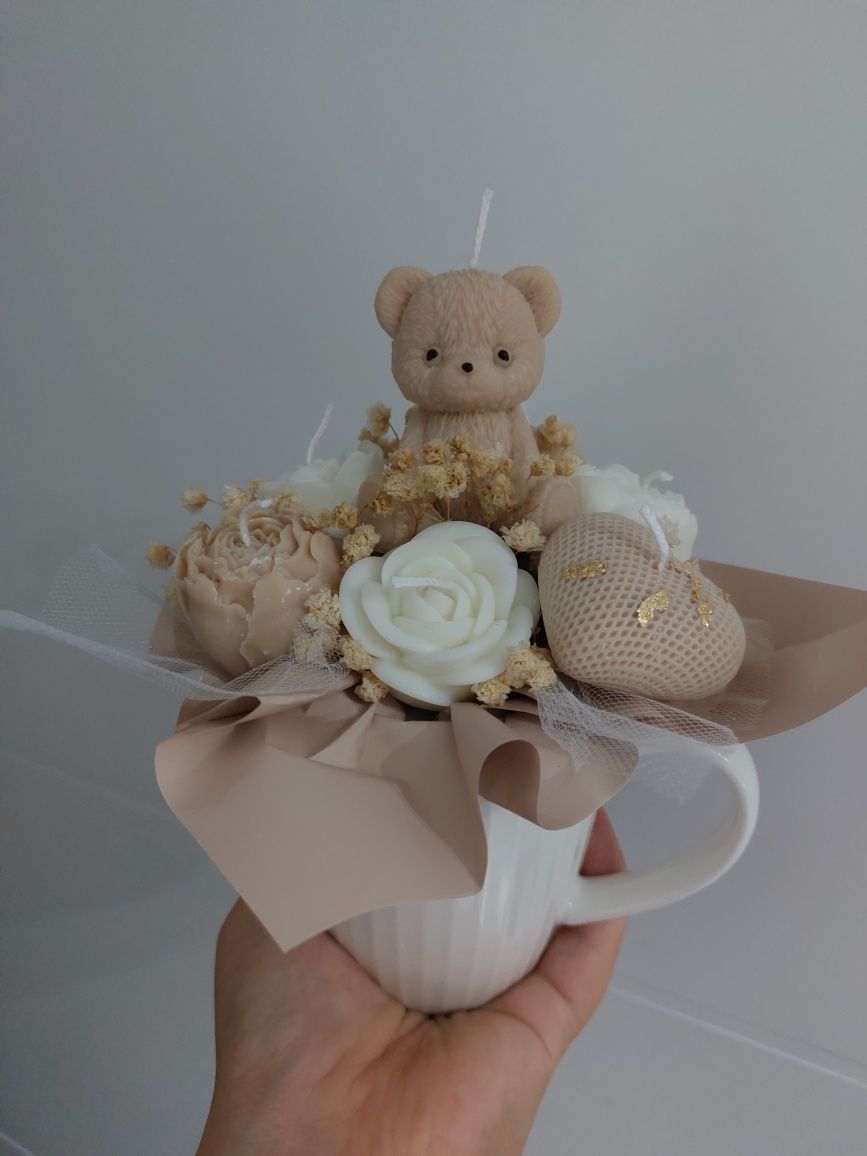 Bukiet ze świec baby shower , urodziny, chrzest roczek chrzestnych