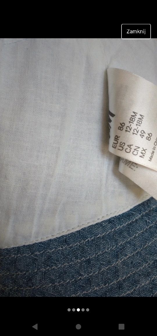 Kapelusz przeciwsłoneczny H&M, r. 86, a'la jeans, bawełniany letni prz