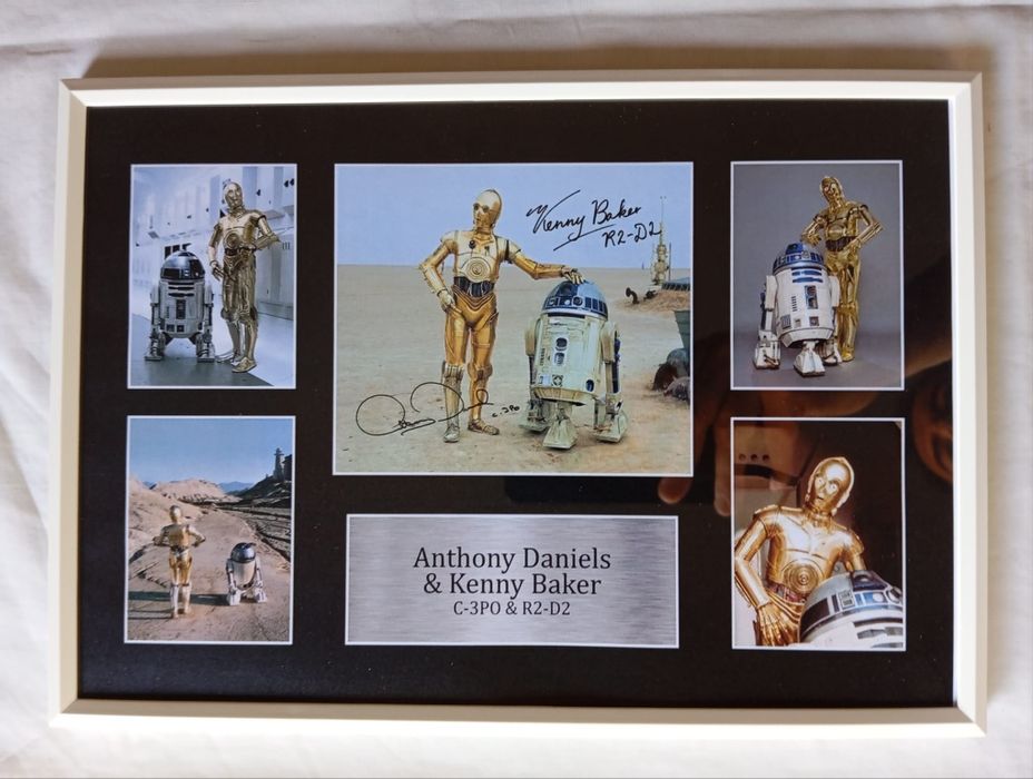 Moldura Filme Star Wars - C-3PO & R2-D2 com Autógrafos (A4)