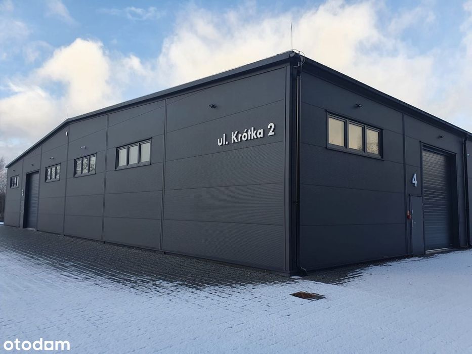 Hala magazynowa 185 m² + nowe biuro, antresola – Dębogórze-Wybudowanie