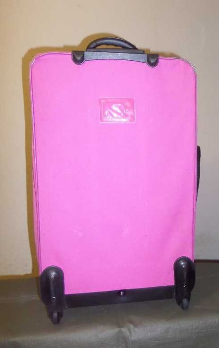 Чемодан тканевый розовый большой, 2 колеса, 65Х44Х23 см.