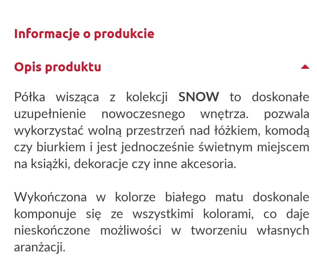 Półka biała SNOW