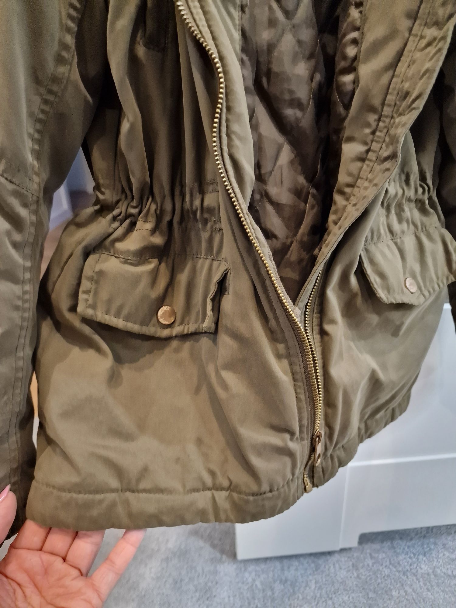 Kurtka parka khaki dziewczynka 134