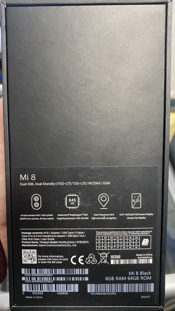 Xiaomi mi 8  /6Gb RAM/ 64 Gb ROM