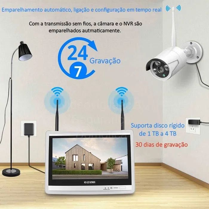 Conjunto * CCTV * 4 Câmaras * WiFi * Monitor LCD