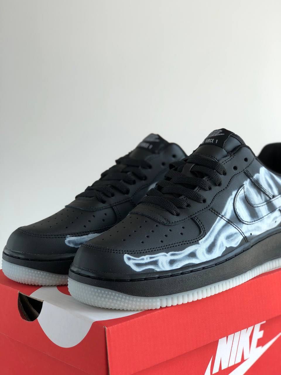 Мужские кроссовки Nike Air Force 1 low Skeleton black. Размеры 40-45