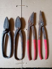 PRL. Nożyce do blachy, 4 sztuki, stare narzędzia.