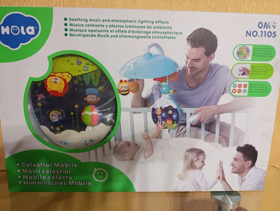 Мобіль на ліжко з пультом управління HOLA 1105 карусель крутиться