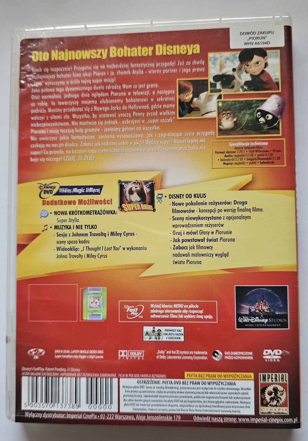 Piorun film animowany Disney bajka polski dubbing dodatki